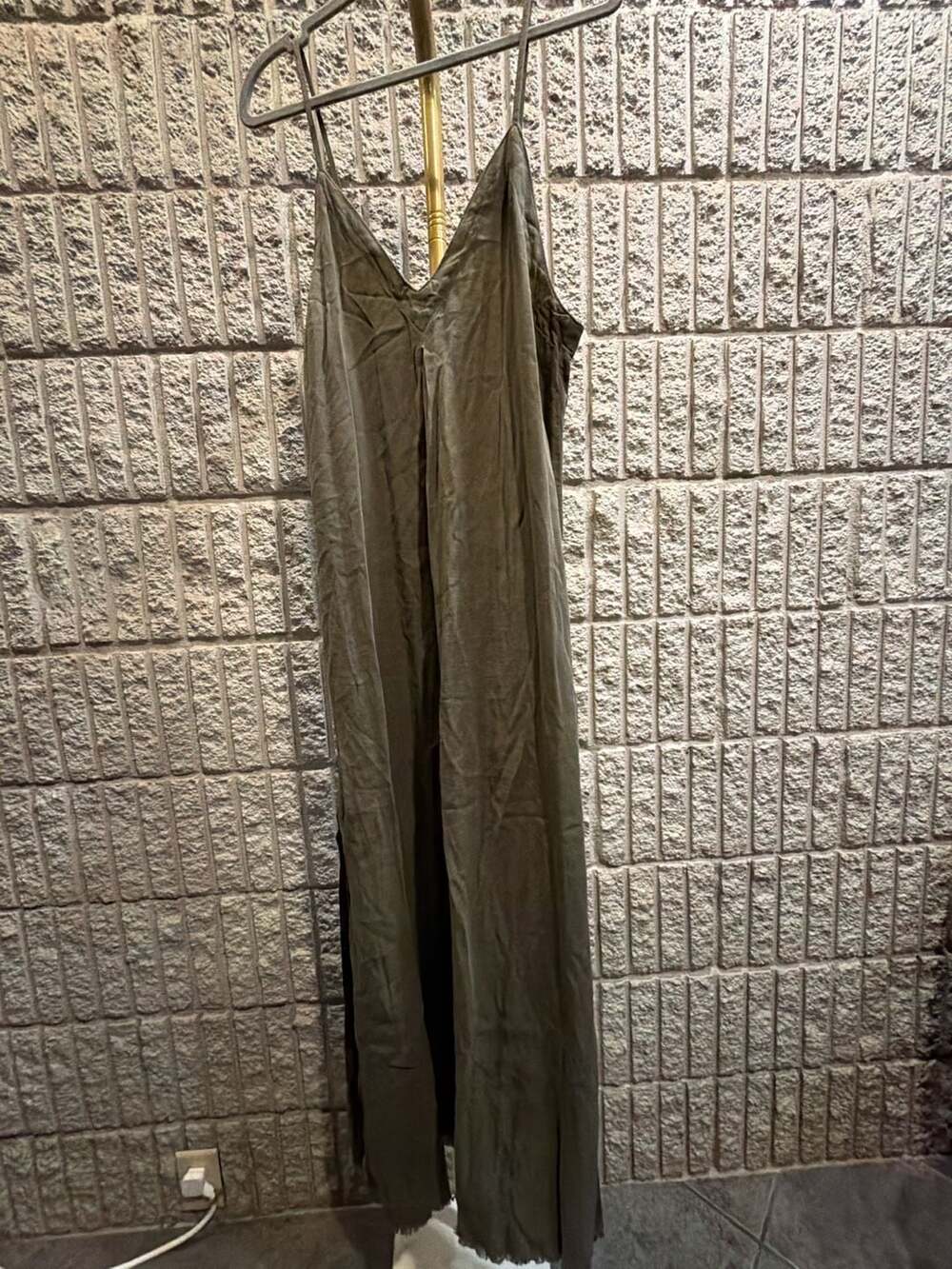 521 NSF Olive Green Lyocell Rayon Cami Maxi Dress